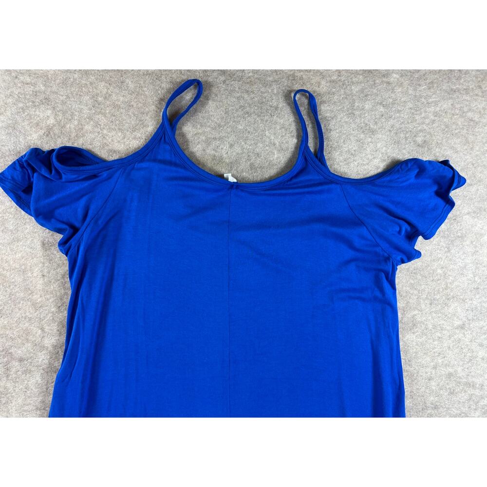 Pinkblush Maternity Royal Blue Cold Shoulder Maxi Dress Pockets Size Large - Picture 6 of 10